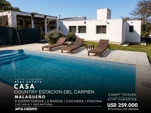 Casa De Categoría De 5 Dormitorios Con Pileta En Venta En Country Estación Del Carmen - Malagueño