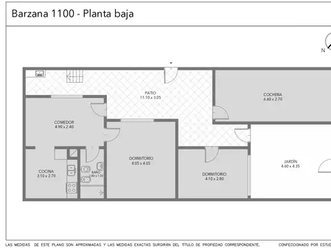 Depto Tipo Casa 3 ambientes con 1 baño