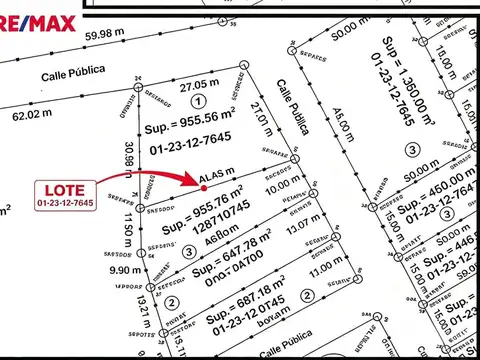 Terreno en Venta de 956,0 m2