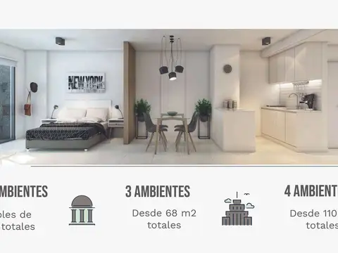 Departamento Monoambiente con 1 baño