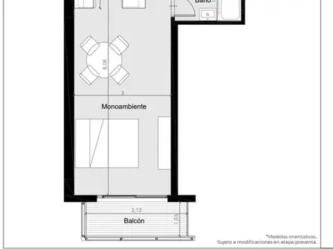 Departamento en Venta de 1 dormitorio
