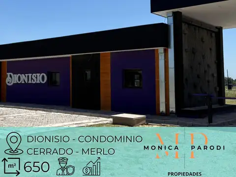 LOTE EN VENTA EN CONDOMINIO CERRADO DIONISIO – MERLO – LOTE DE 650 M²