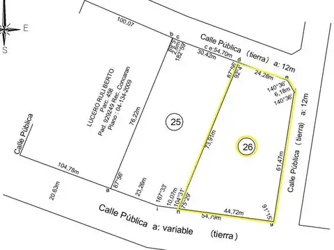 Terreno en Venta 27  mts Fondo