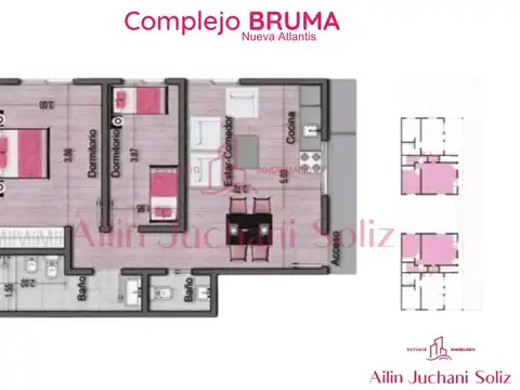 Departamento 2 ambientes con 1 baño
