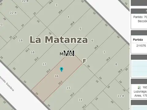 Terreno en Venta 10  mts Frente