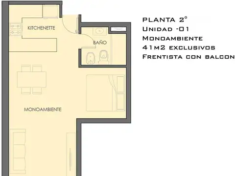 Departamento Monoambiente con 1 baño