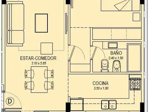 Departamento en Venta de 1 dormitorio