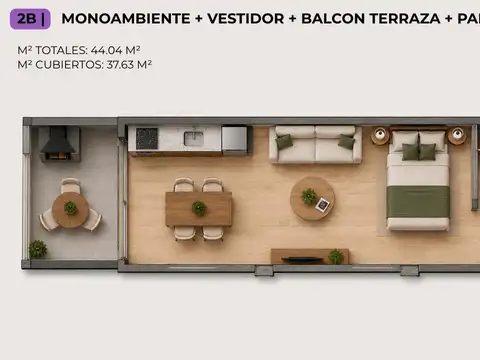 Departamento en Venta de 1 dormitorio