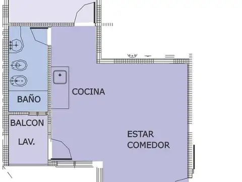 Departamento 2 ambientes con 1 baño