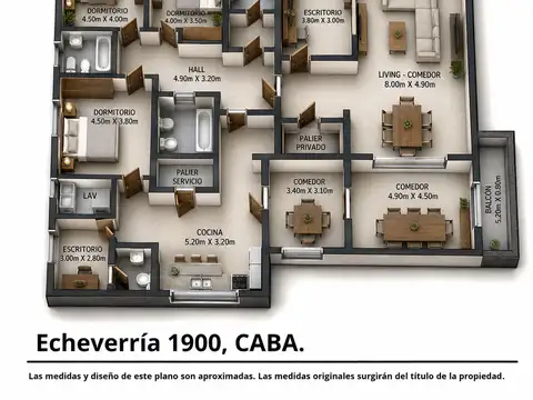 Departamento 6 ambientes con 3 baños