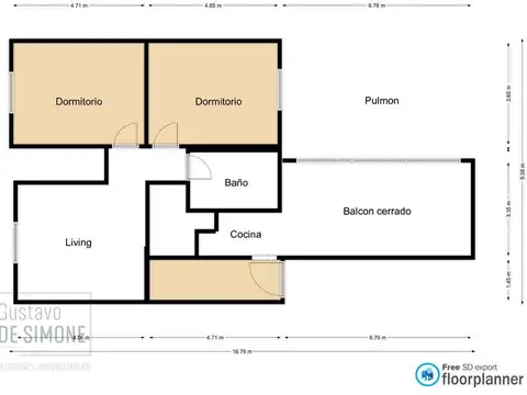 Departamento 3 ambientes con 1 baño