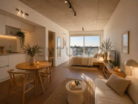 Venta departamento monoambiente divisible con balcón y terraza con parrilla