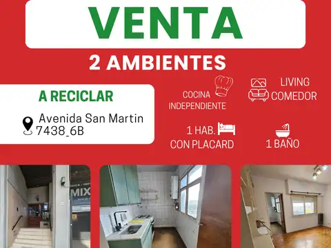 DEPARTAMENTO 2 ambientes 40 m2 A RECICLAR