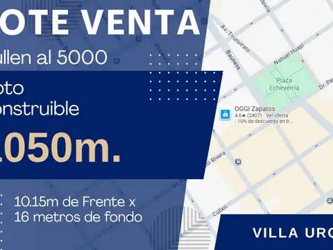 Venta Lote Villa Urquiza 10.15m de Frente Cullen 5000