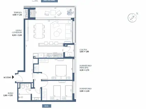 Venta apto 2 dorm, frente a Lago Calcagno