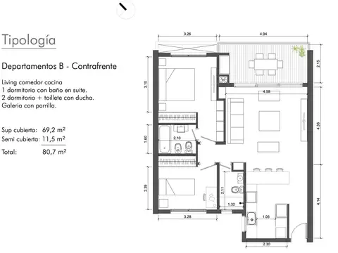 Departamento en Venta con 1 cochera