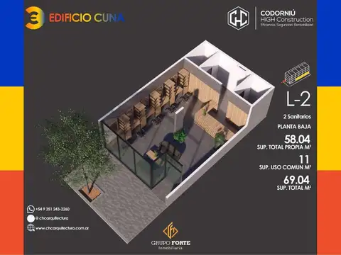 Departamento en Venta de 1 dormitorio