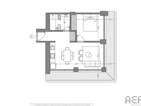 Departamento en Venta de 1 dormitorio