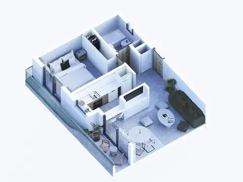 Departamento Monoambiente con 1 baño