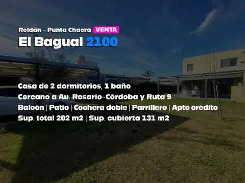 Casa a la venta de 2/3 dormitorios en Punta Chacra - Roldán. Apta crédito.