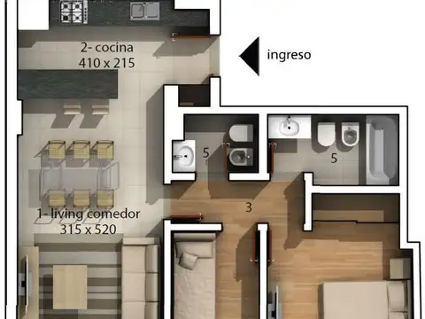 1ero Mayo y San Juan. Contrafrente con balcón.