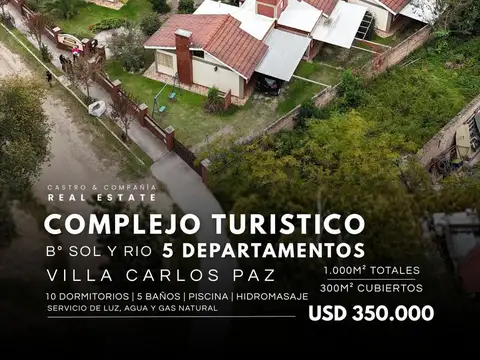 Venta Complejo Turístico De 5 Cabañas Con Gas Natural A Mts Del Rio En Sol Y Rio - Villa Carlos Paz