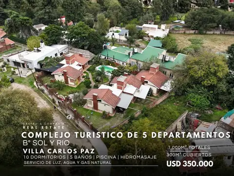 Venta Complejo Turístico De 5 Cabañas Con Gas Natural A Mts Del Rio En Sol Y Rio - Villa Carlos Paz