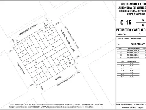 Terreno en Venta en Nuñez, USD 340.000