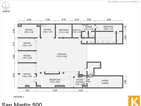 Oficina 10 ambientes con 6 baños