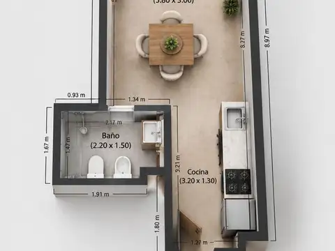 Departamento en Venta de Monoambiente