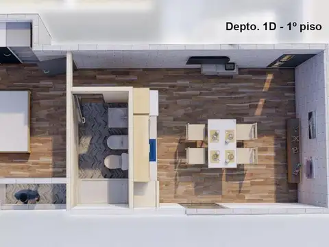 Departamento 2 ambientes con 1 baño