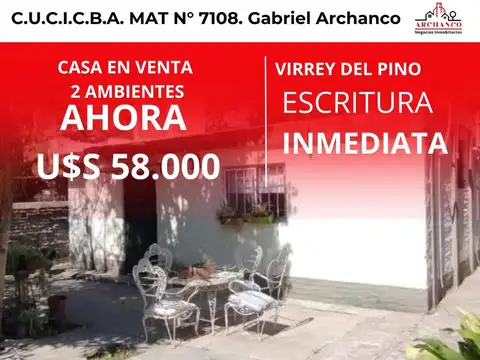 casa en venta 2 ambientes virrey del pino