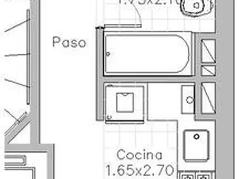 Departamento 2 ambientes con 1 baño