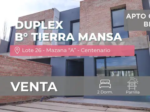 VENTA DÚPLEX 2 DORMITORIOS TIERRA MANSA CENTENARIO