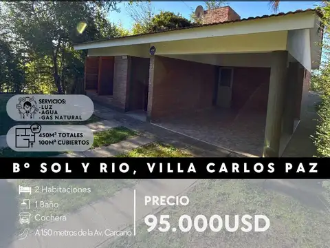 Casa De 2 Dormitorios Con Cochera Y Gas Natural A La Venta En Barrio Sol Y Rio, Villa Carlos Paz