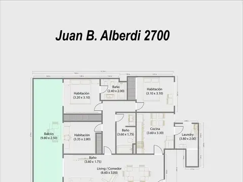 Departamento 4 ambientes con 2 baños