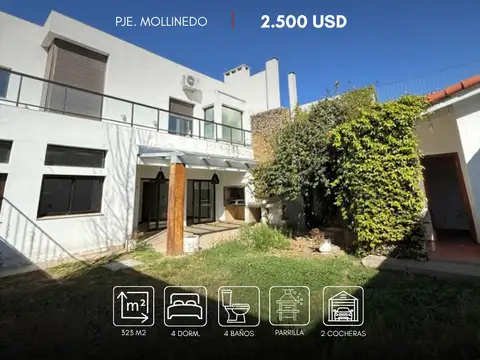 Casa moderna de 4 dorm. en alquiler c/cochera en Pje. Mollinedo, Salta Capital