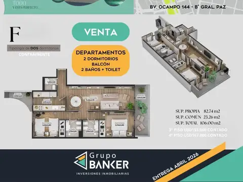 Departamento en Venta de 3 ambientes