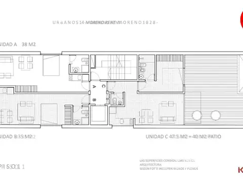 Departamento Monoambiente con 1 baño