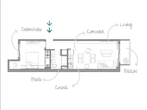 Departamento en Venta de 1 dormitorio
