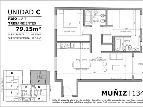 Departamento en Venta de 3 ambientes