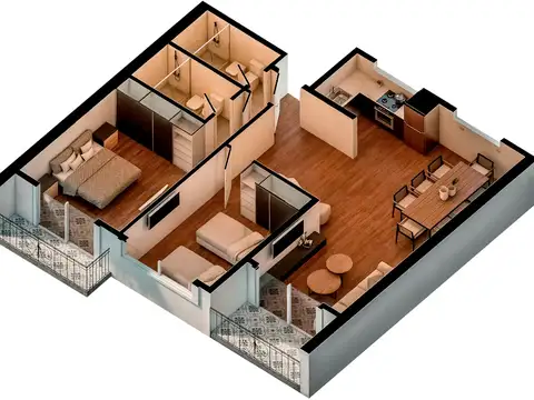 Departamento 3 ambientes con 2 baños