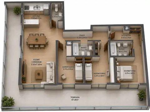 EXCLUSIVO PENTHOUSE DE 4 AMBIENTES CON BALCÓN TERRAZA DE 51 M² EN PISO 9°