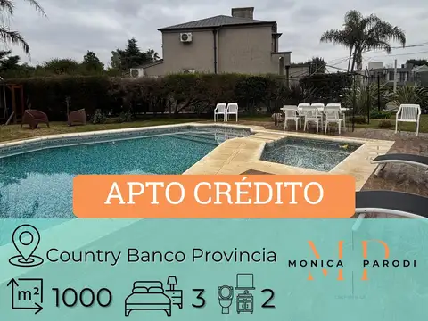 Casa en venta con financiación en Country Banco Provincia – Pileta y quincho