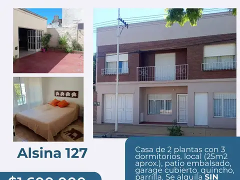 Casa 2 Plantas con Local y Quincho – Alsina 126 – 3 Dormitorios – Garage Pasante