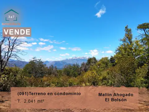 (091)EL BOLSON (Mallin Ahogado) TERRENO en condominio camino al Cerro Perito Moreno