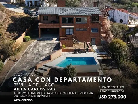 Venta Casa De Categoría Y Departamento Con Piscina En 1.134M² De Lote Cerca Del Cucú, Villa Del Lago
