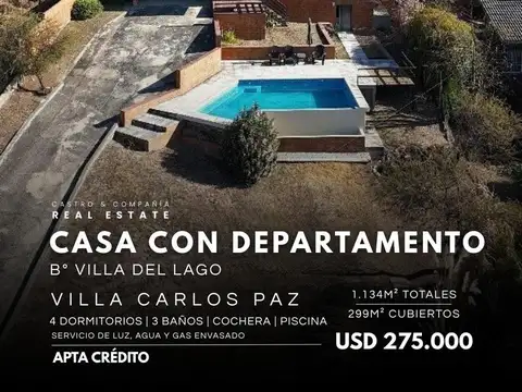 Venta Casa De Categoría Y Departamento Con Piscina En 1.134M² De Lote Cerca Del Cucú, Villa Del Lago