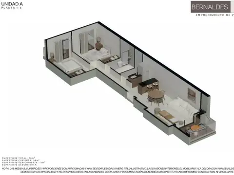 Departamento 3 ambientes con 1 baño