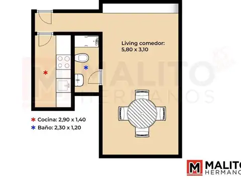 Departamento en Venta de Monoambiente